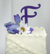 purple monogram initial in harrington font cake topper