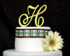 yellow metal h initial wedding cake topper