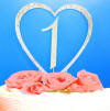 single large number with single large heart cake topper