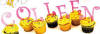 cupcakes with pink marble acrylic curlz fonts to spell out name - great for birthdays