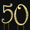 sparkle golden 50 for 50th anniversary or birthday cake topper