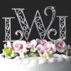 3-piece monogram roman font crystal wedding cake topper