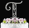 large crystal roman letter t wedding cake topper