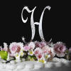 single initial h monogram sparkle wedding cake topper