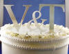 brushed silver metal monogram wedding cake topper