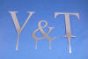 4 inch tall v and t with 3 inch tall ampersand symbol monogram wedding cake topper