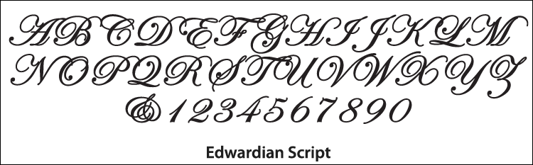 edwardian script font for mongram wedding cake topper initials