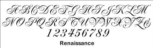 renaissance font for monogram wedding cake topper