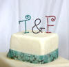 curlz font on this monogram wedding cake topper in different crystal colors