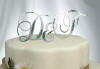 acrylic mirror in silver with crystals monogram 3 letters wedding cake topper