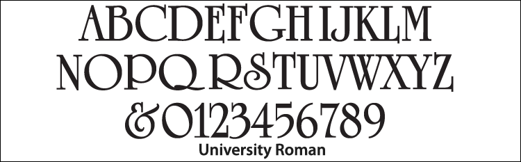 university roman font for initials in monogram wedding cake toppers