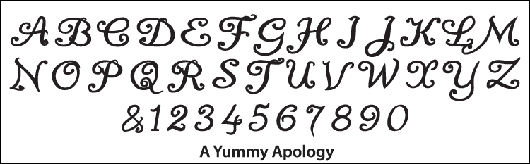 font called a yummy apology for monotam wedding cake toppers