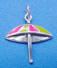 sterling silver and pink and green enamel beach umbrella charm