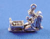 sterling silver 3-d praying angel at baby cradle charm