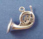 sterling silver 3-d french horn charm