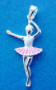 sterling silver pink and white enamel ballerina charm