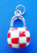 sterling silver red and white check pattern purse charm