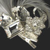 close-up of this floral feather galore wedding brooch and fascinator clip or hair comb
