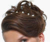 single pearl hair pins in bride's hair
