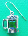 sterling silver green beer mug earrings