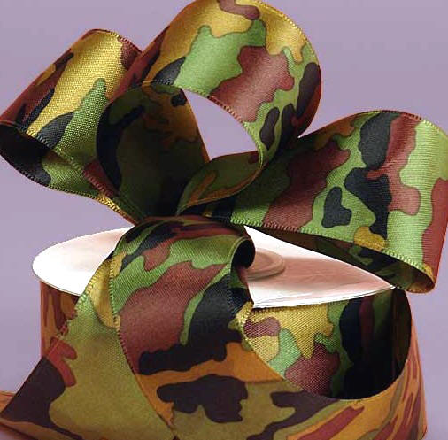  camouflage printed satin ribbon for your redneck wedding cake charms