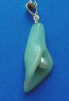 hand-carved amazonite calla lily pendant with freshwater pearl center