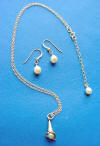 Sterling silver white freshwater pearl calla lily necklace with Frenchwire earrings