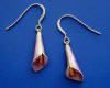 Sterling silver pink enamel cloisonne' calla lily earrings