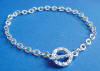 sterling silver floral toggle flat cable link charm bracelet