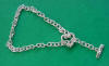 sterling silver cable link textured heart toggle clasp charm bracelet