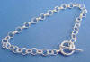 sterling silver rolo link charm bracelet with toggle clasp