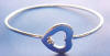 sterling silver wire heart cuff charm bracelet