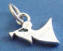 sterling silver small flying angel charm blowing a trumpet
