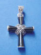 sterling silver black onyx and marcasite cross necklace