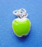 sterling silver small green enamel apple charm
