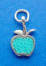sterling silver small apple charm with inlay blue enamel chips