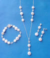 3-piece multi-coin pearl necklace, bracelet and earrings jewelry set