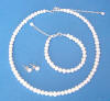 hand-crafted sterling silver and genuine cultured freshwater pearl necklace, bracelet and earrings for your flowergirl.