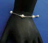 Sterling silver flower girl freshwater pearl and crystal station bracelet with 1" sterling silver extender