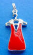 sterling silver red enamel dress on hanger charm