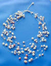 multi-color pearl and crystal 15-strand illusion necklace