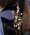 floating pearl earrings - 5 strands of illusion pearls on sterling silver frenchwires - up to 4 inches long