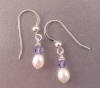 sterling silver freshwater pearl swarovski tanzanite crystals earrings