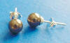 bridesmaid brown crystal pearl stud earrings