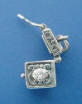 sterling silver prayer box charm with clear cubic zirconia stone