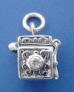 sterling silver prayer box charm with clear cubic zirconia stone