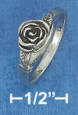 sterling silver ring with small 7mm antiqued rose with leaves on top - available in sizes 5-9.