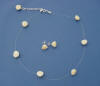 white coral rose illusion necklace and sterling silver earrings
