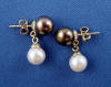 14k gold black and white akoya pearl earrings