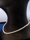 side view 14k gold akoya pearl necklace